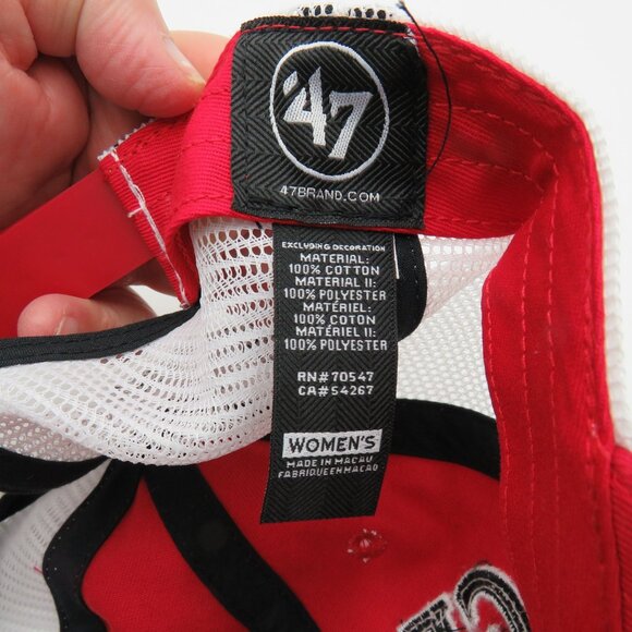 Georgia Bulldogs Snapback Hat Womens Sequins Red White Mesh Trucker Clean Up Cap - Picture 8 of 9